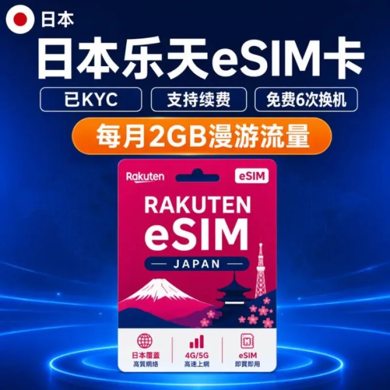 日本esim卡 | 已KYC | 到手免费使用一年 | 每月2GB漫游流量