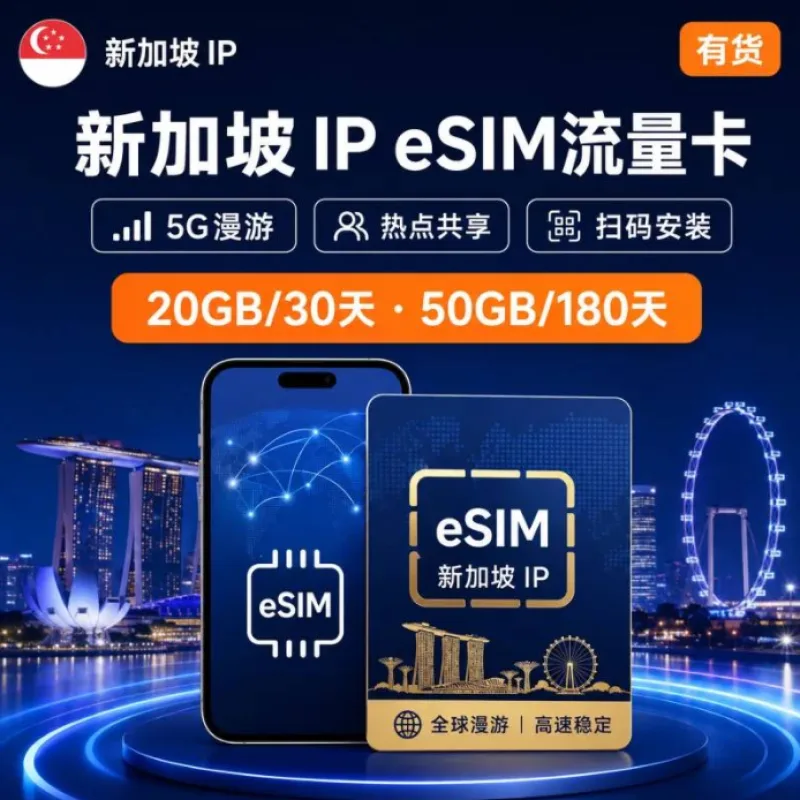 漫游流量esim卡：新加坡/香港IP